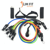 5 Stackable Resistance Bands upto 100 lbs with Door Anchor, Ankle Straps & Handles for Men & Women[13 PC Set][Easy Carry]